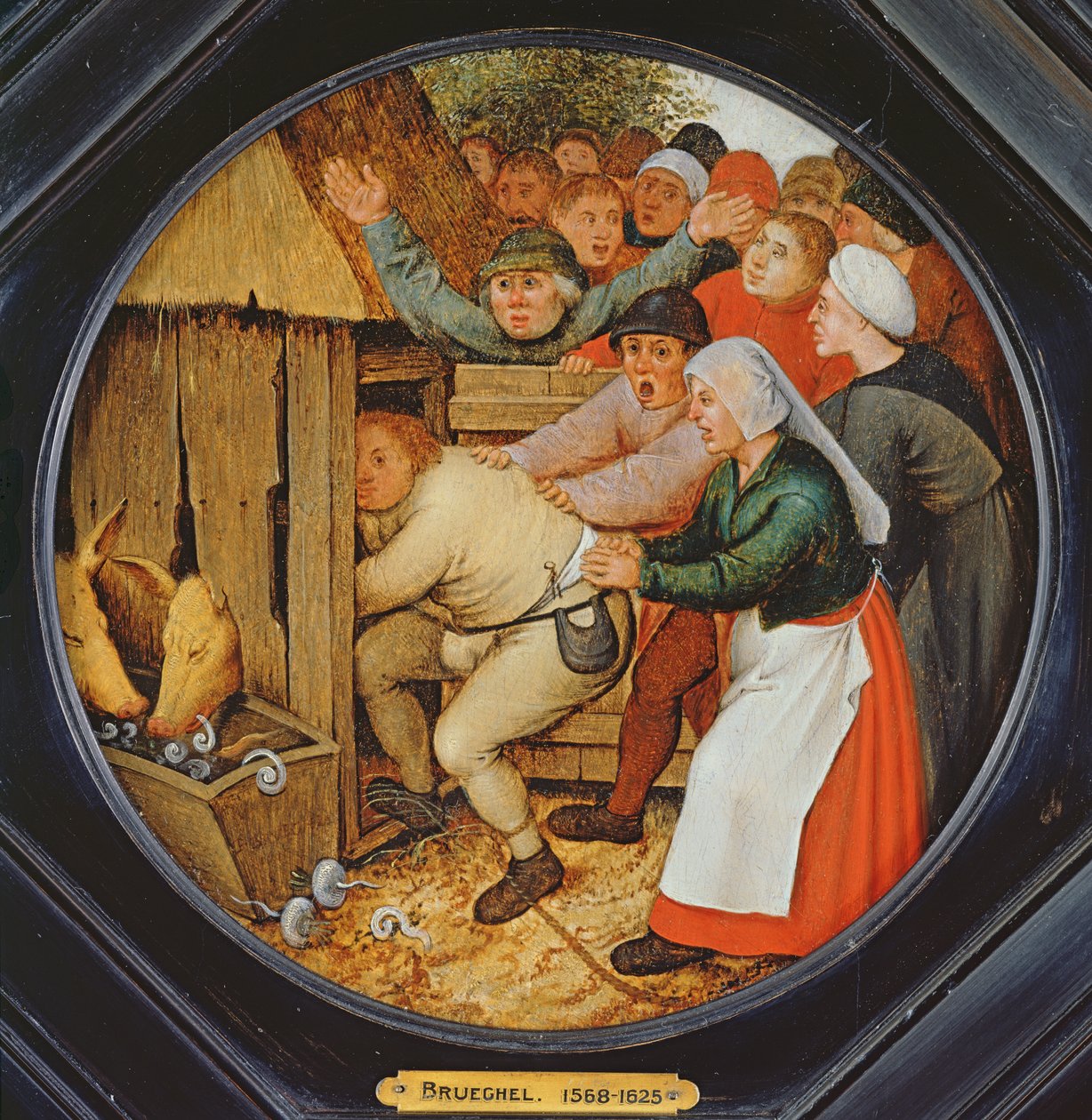 Drukken skubbede ind i Svinestalden af Pieter Brueghel the Younger