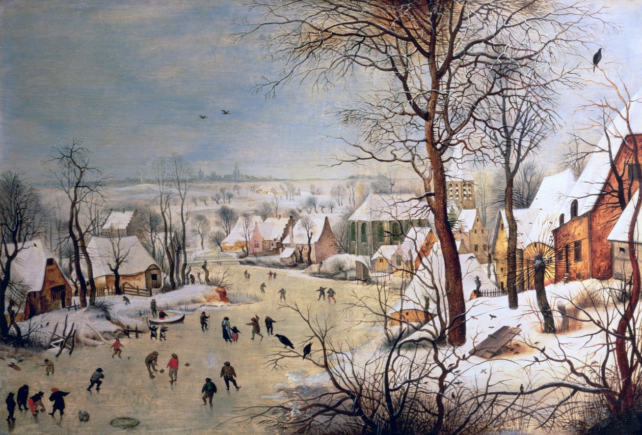Vinterlandskab med fuglefælde, 1601 af Pieter Brueghel the Younger
