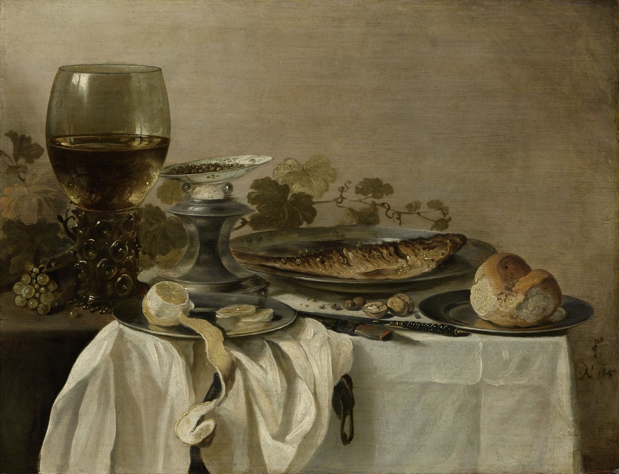 Stilleben med en fisk, 1647 af Pieter Claesz
