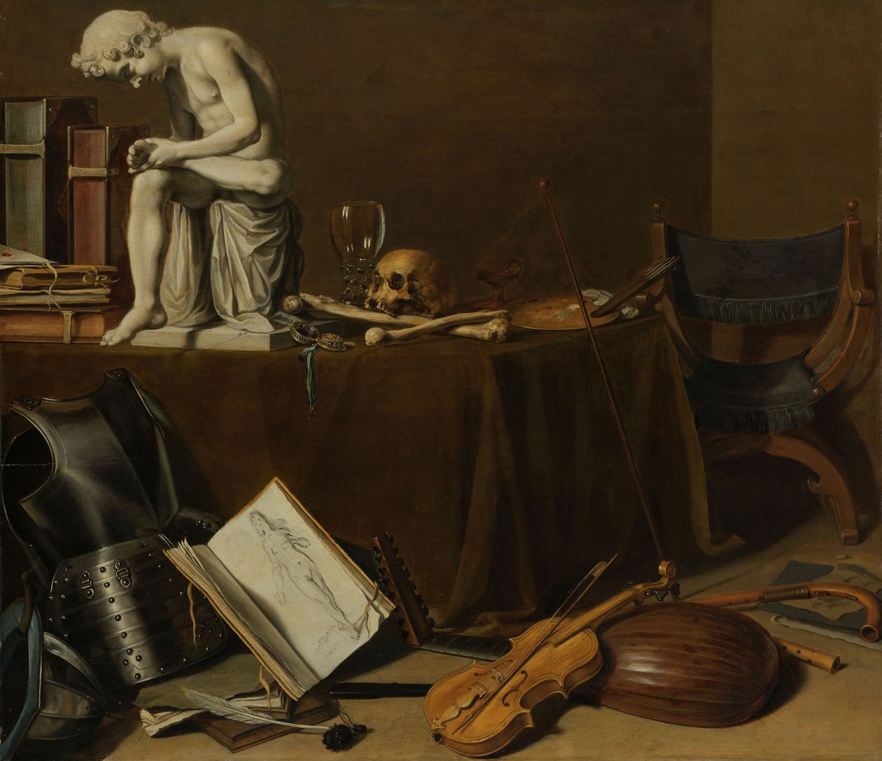 Vanitas Still Life with the Spinario, 1628 (olie på panel, h 71,5 cm × b 80,5 af Pieter Claesz