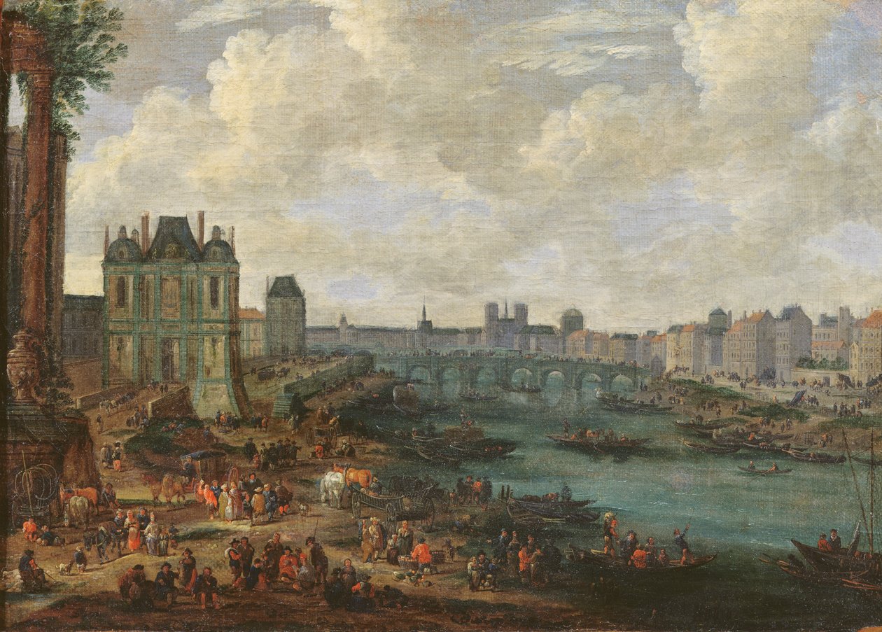Seinen og La Porte de la Conférence, ca. 1689 af Pieter, I Casteels