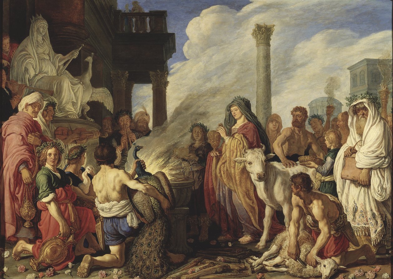 Didos Sacrifice to Juno, 1630 (olie på eg) af Pieter Lastman