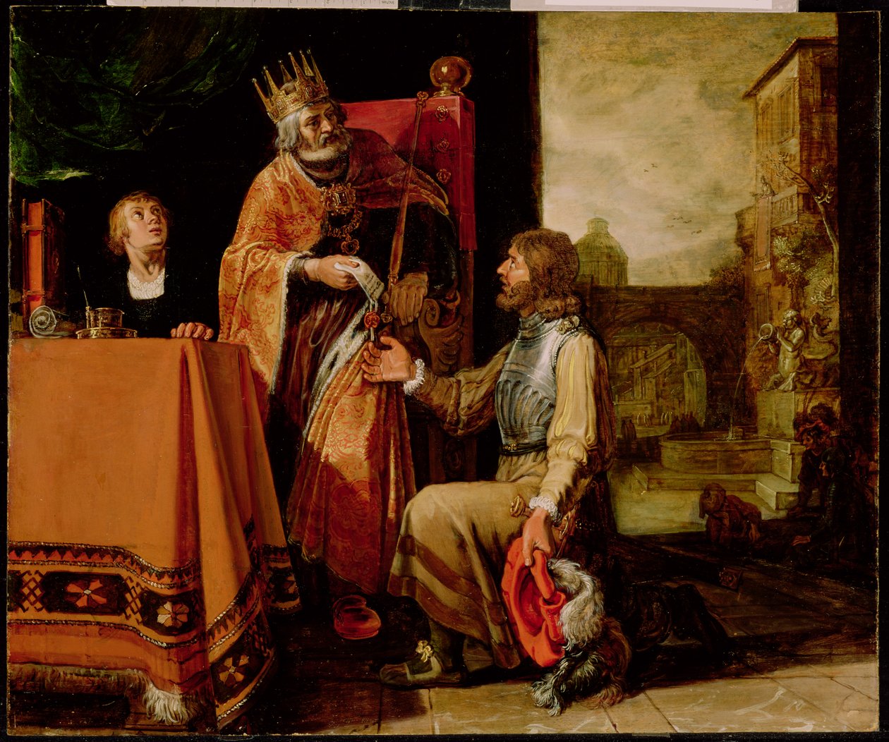 Kong David overrækker brevet til Uriah, 1611 (maling på panel) af Pieter Lastman