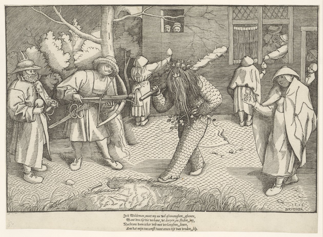 Maskerade af Orson og Valentine, 1566 af Pieter The Elder after Brueghel