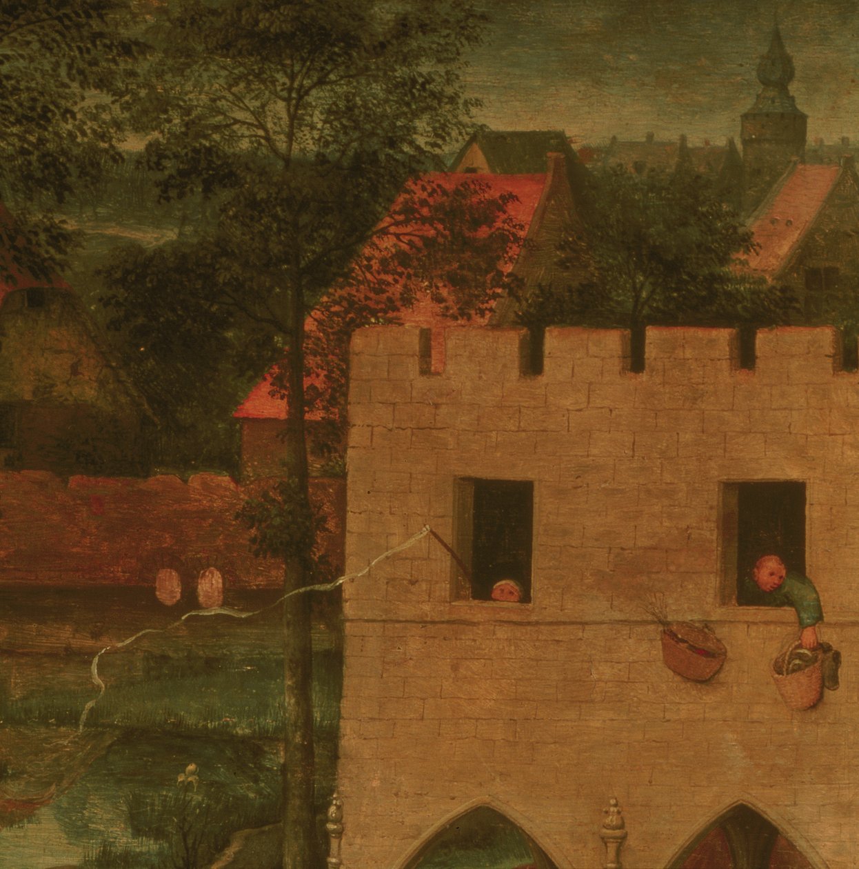 Børnespil, detalje i den øverste sektion, 1560 af Pieter Bruegel the Elder