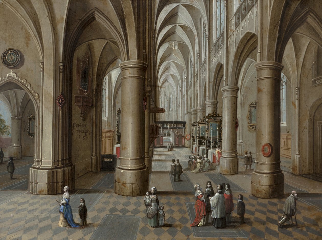 Et katedralinteriør, 1657 af Pieter the Elder Neeffs