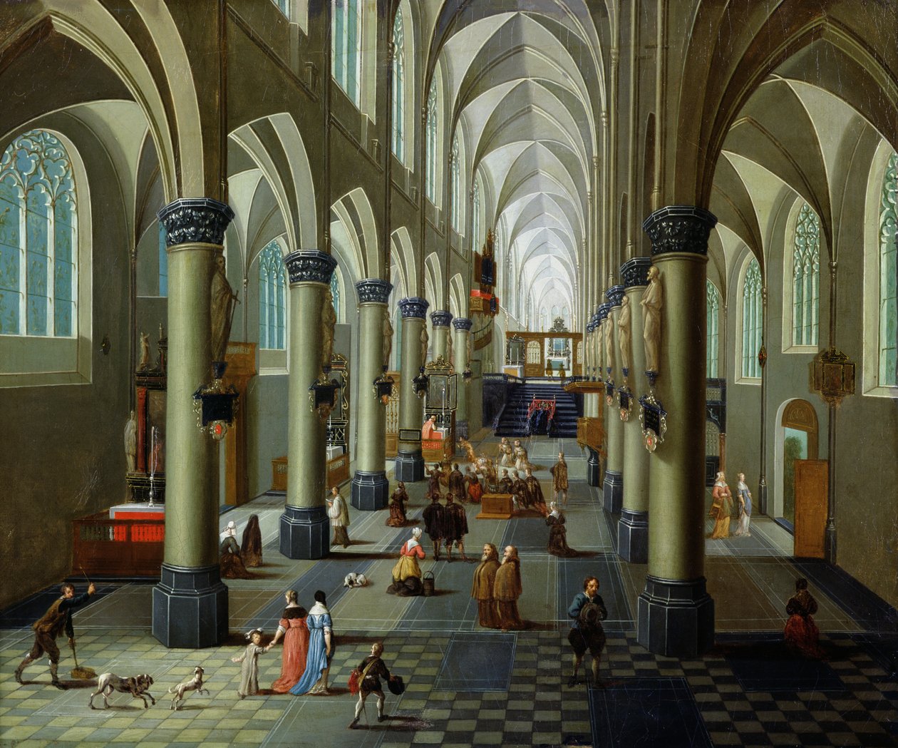 Interiør af en kirke af Pieter the Elder Neeffs