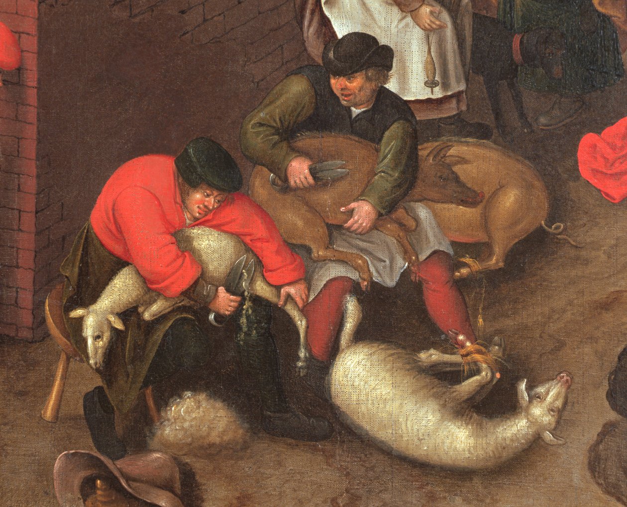 Klipning af får og trimning af grise, ca. 1610 af Pieter Brueghel the Younger