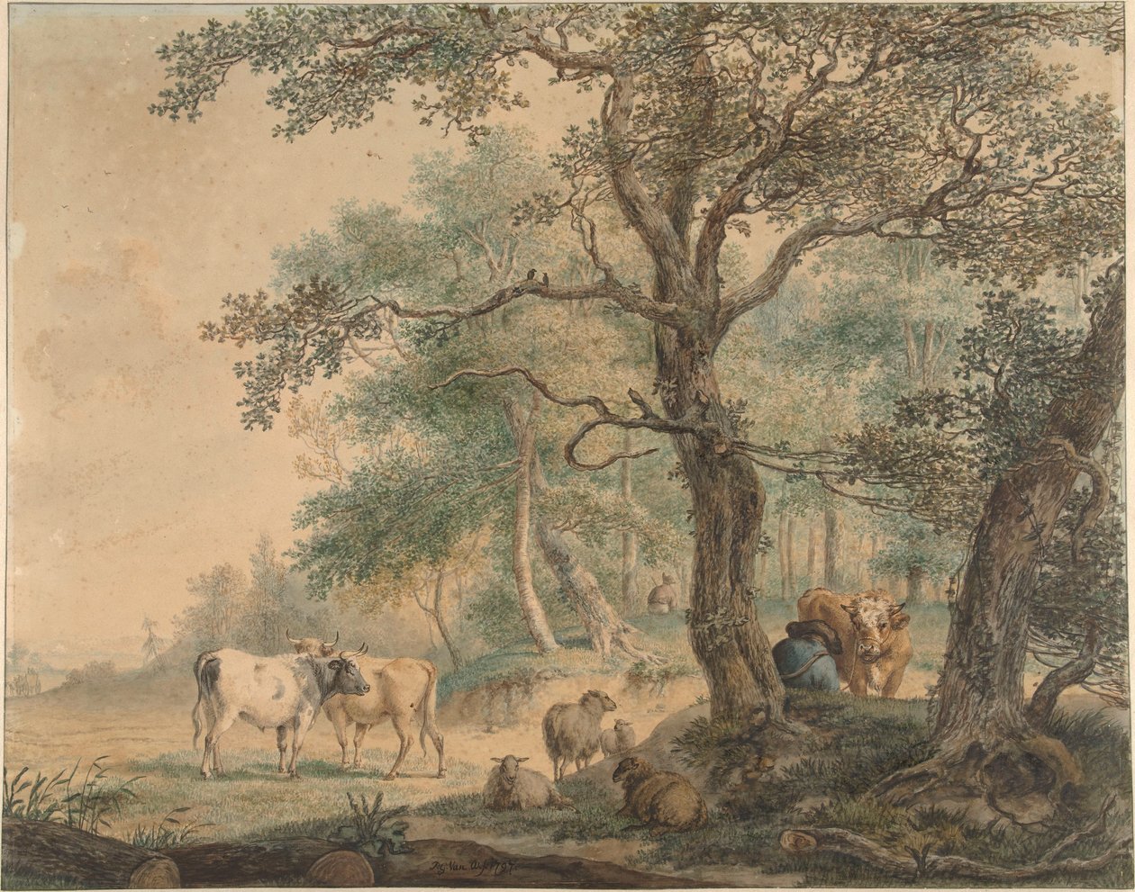 Landskab med to hyrder og deres kvæg af Pieter van Os