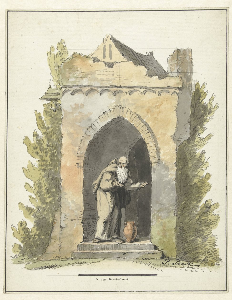 Eremit foran et stenkapel af Pieter Bartholomeusz. Barbiers