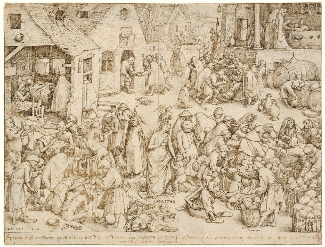 De syv dyder 3 Næstekærlighed af Pieter Brueghel the Elder