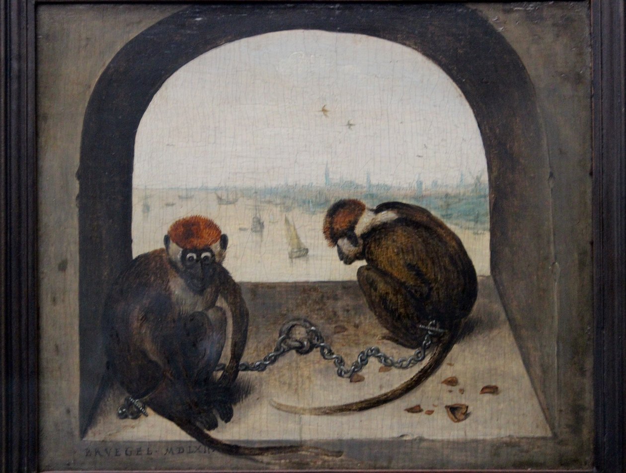 To lænkede aber af Pieter Brueghel the Elder