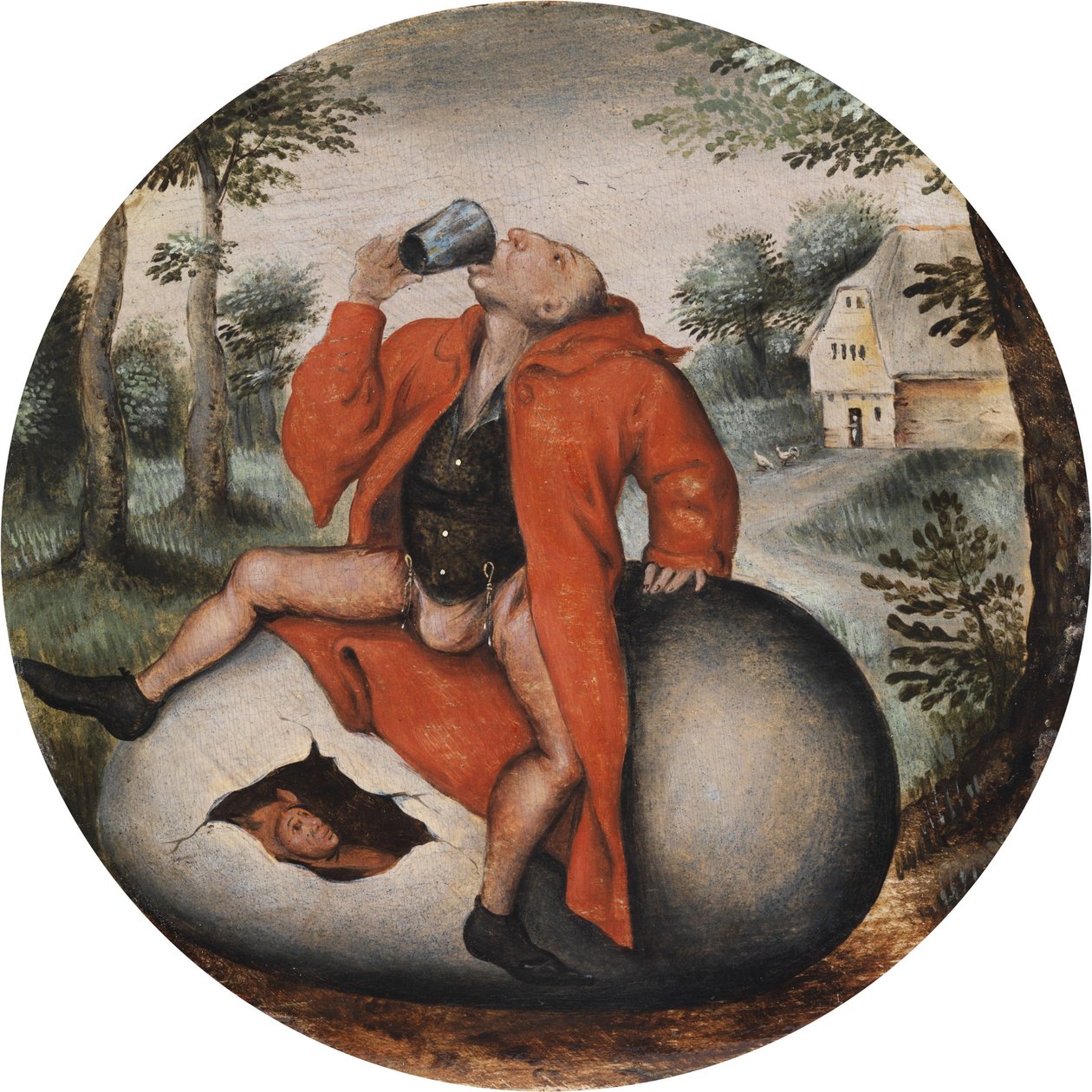 Drukken på et æg. af Pieter Brueghel the Younger