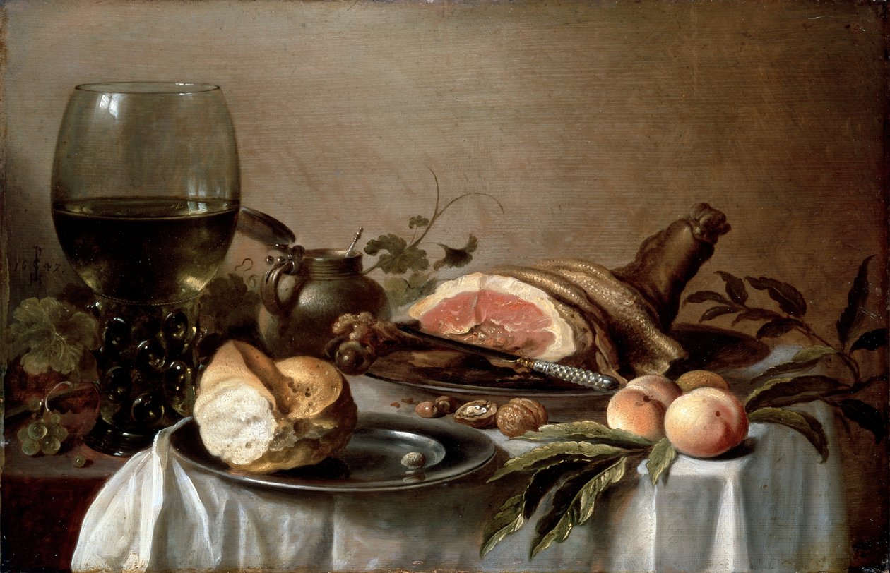 Morgenmad med skinke, 1647. af Pieter Claesz