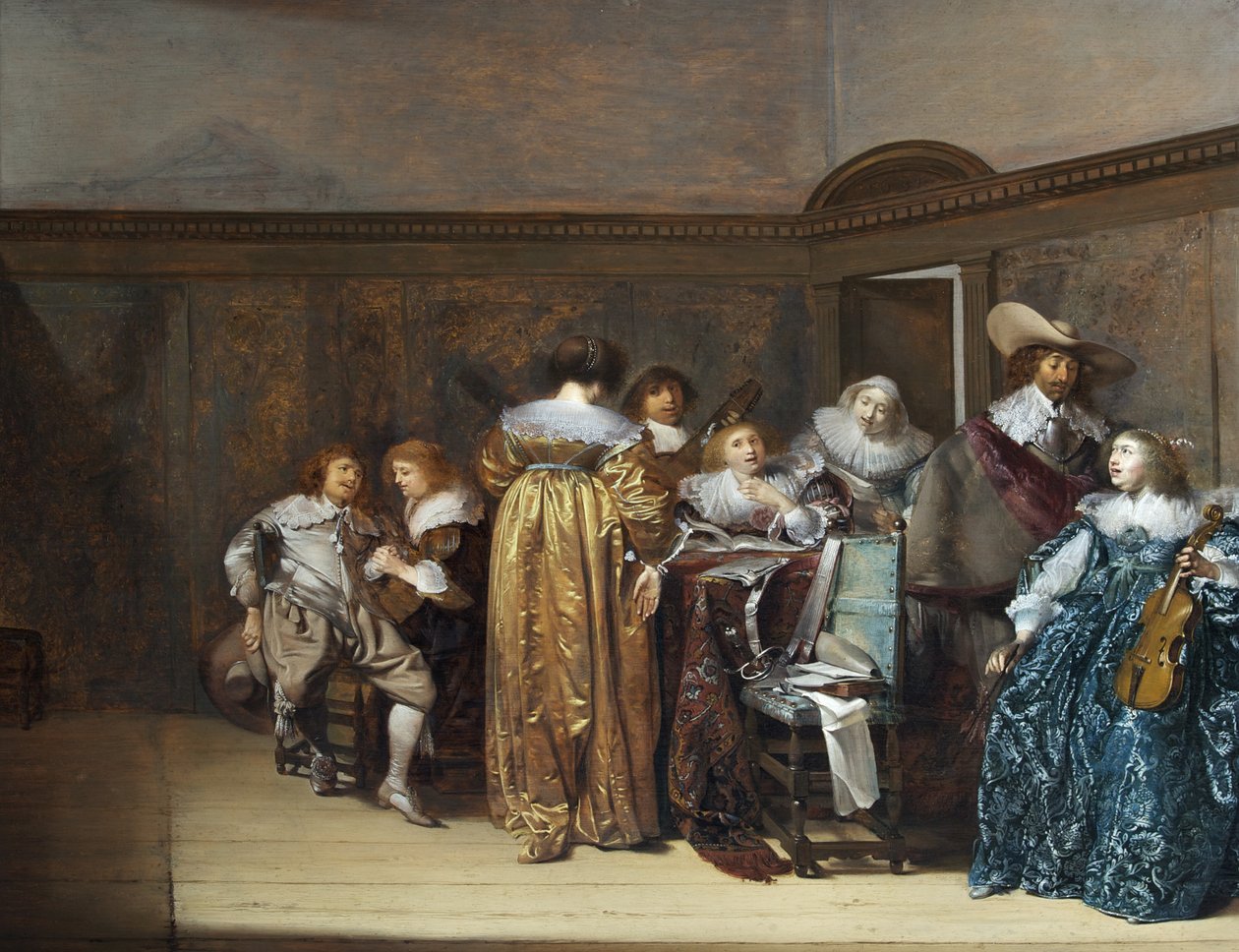 hollandske kavalerer og deres damer laver musik af Pieter Codde