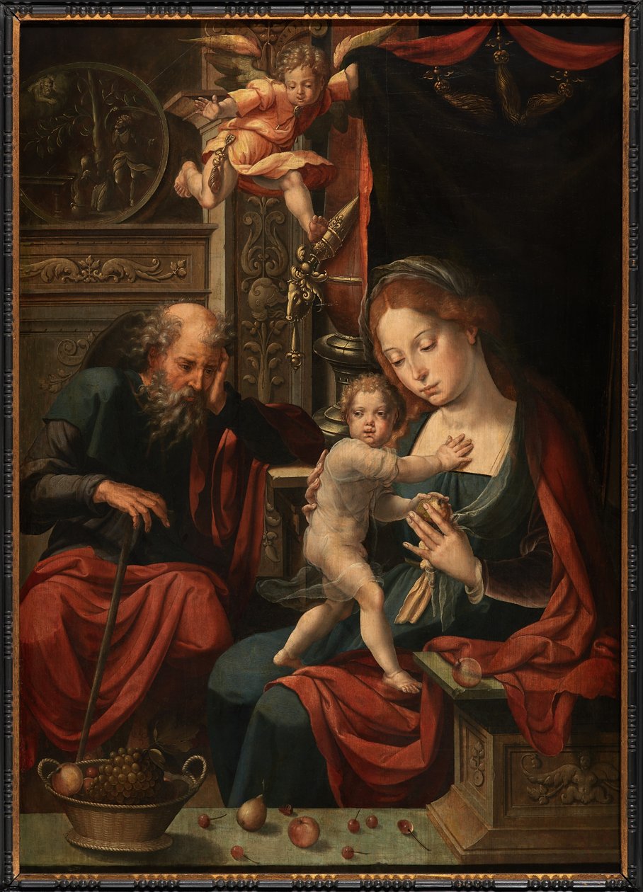 Hellig Familie (olie på panel) af Pieter Coecke van Aelst