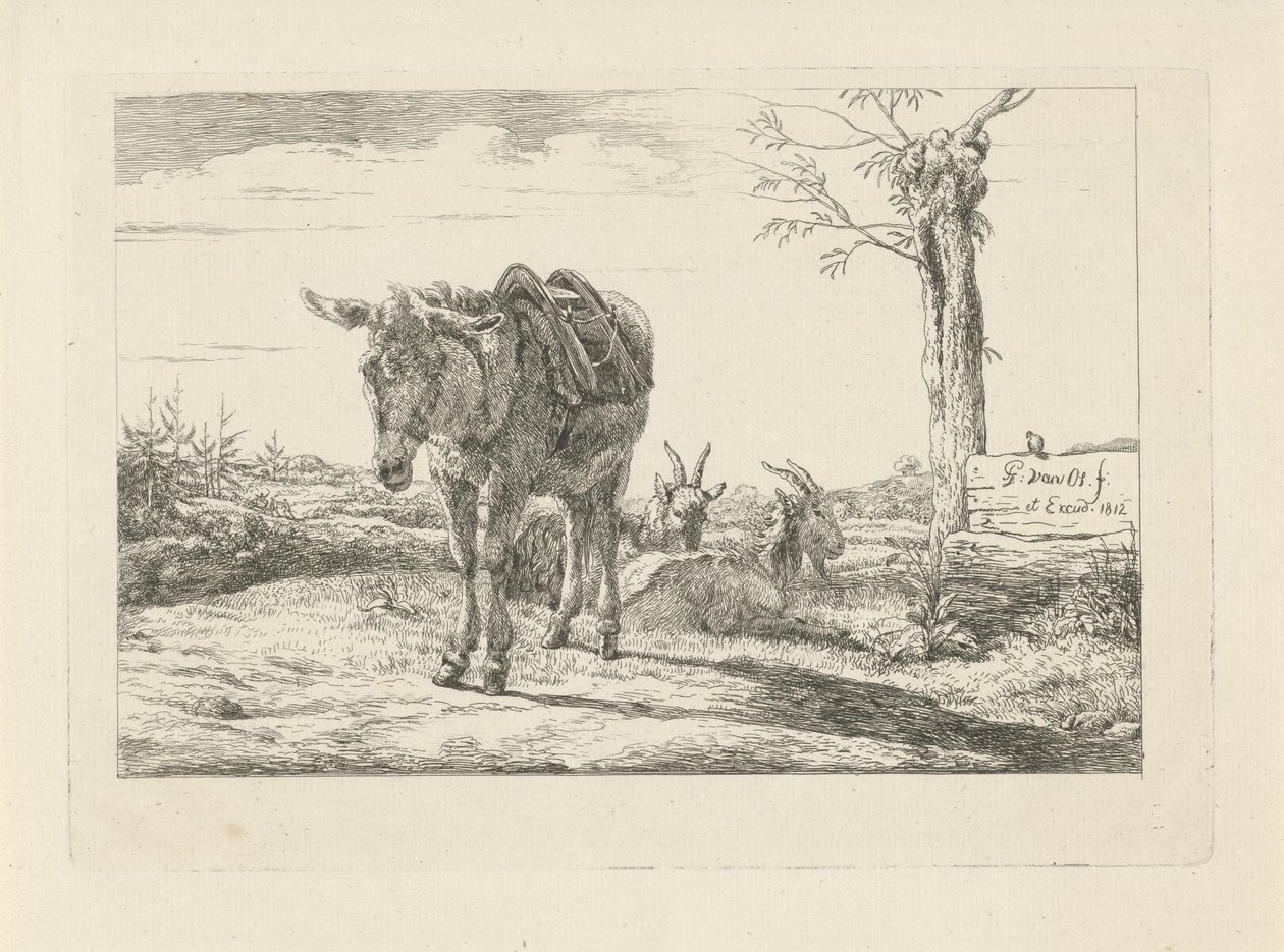 Et æsel og to geder af Pieter Gerardus van Os