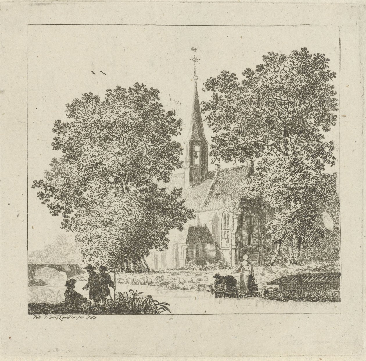 Udsigt over en kirke af Pieter Jan van Liender