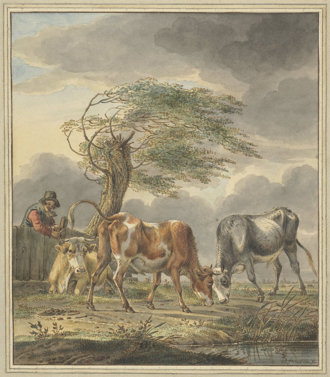 To unge tyre og en ko af Pieter Janson
