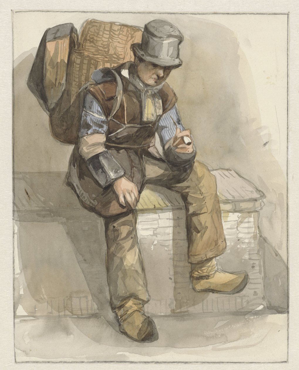Siddende kræmmer af Pieter Marinus van de Laar (attributed to)