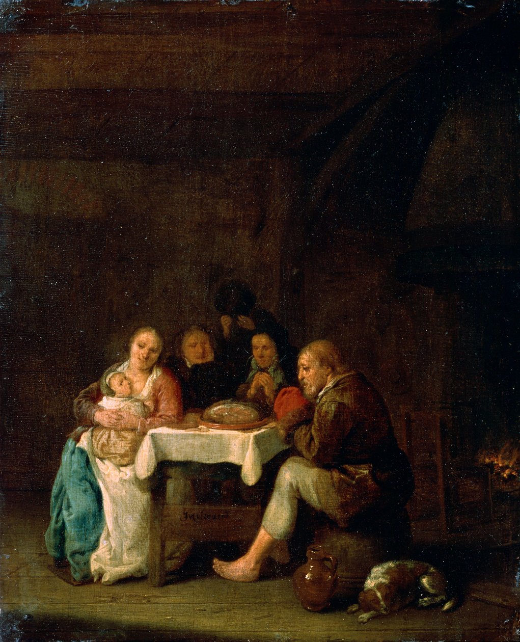 Bønnen før middagen, 1600-tallet. af Pieter Meulener