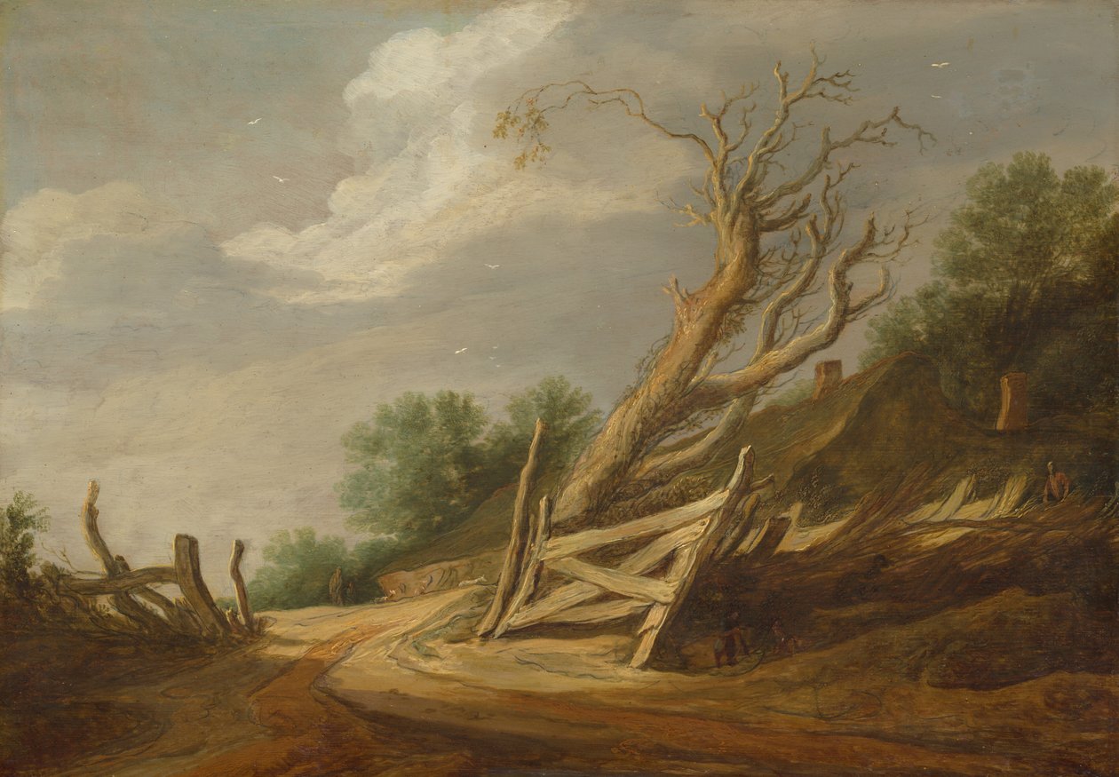 Landskab med åben port, ca. 16301635. af Pieter Molijn