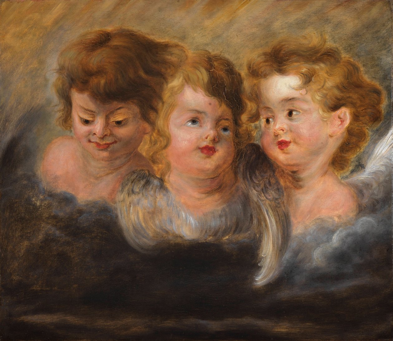 Tre englehoveder i skyerne. af Pieter Paul Rubens