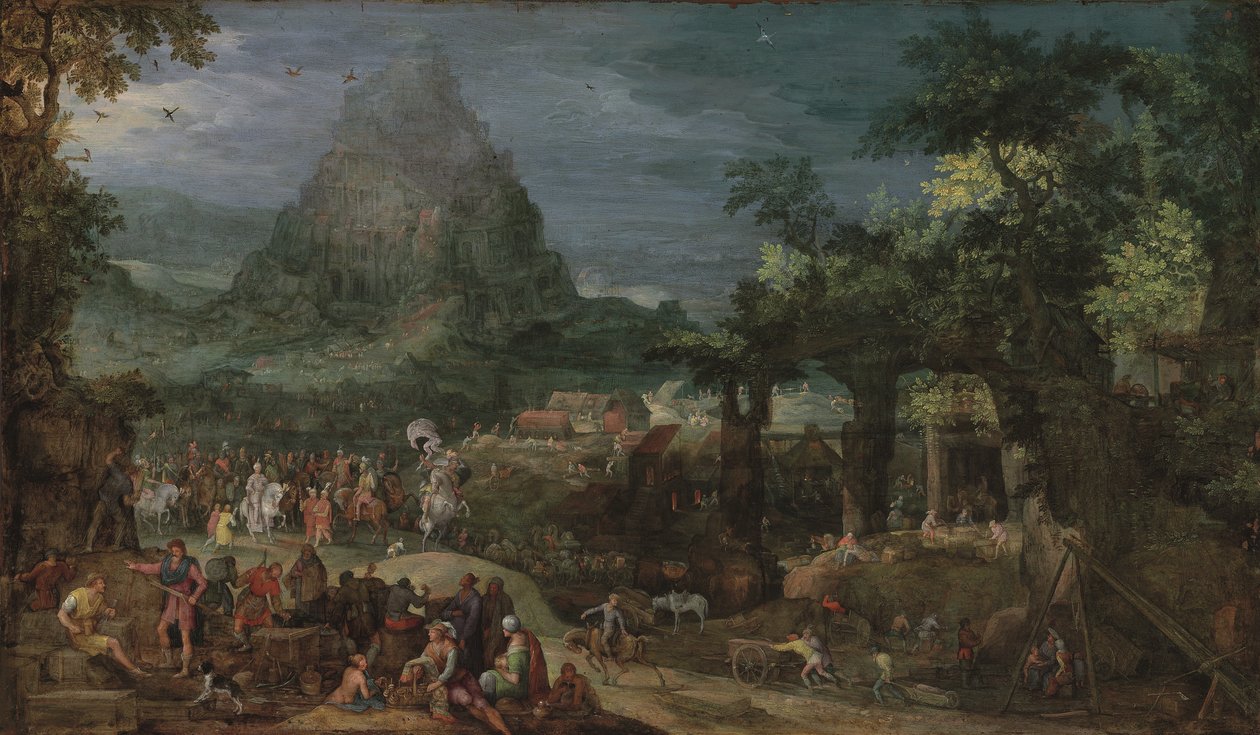 Babelstårnet (olie på kobber) af Pieter Schoubroeck