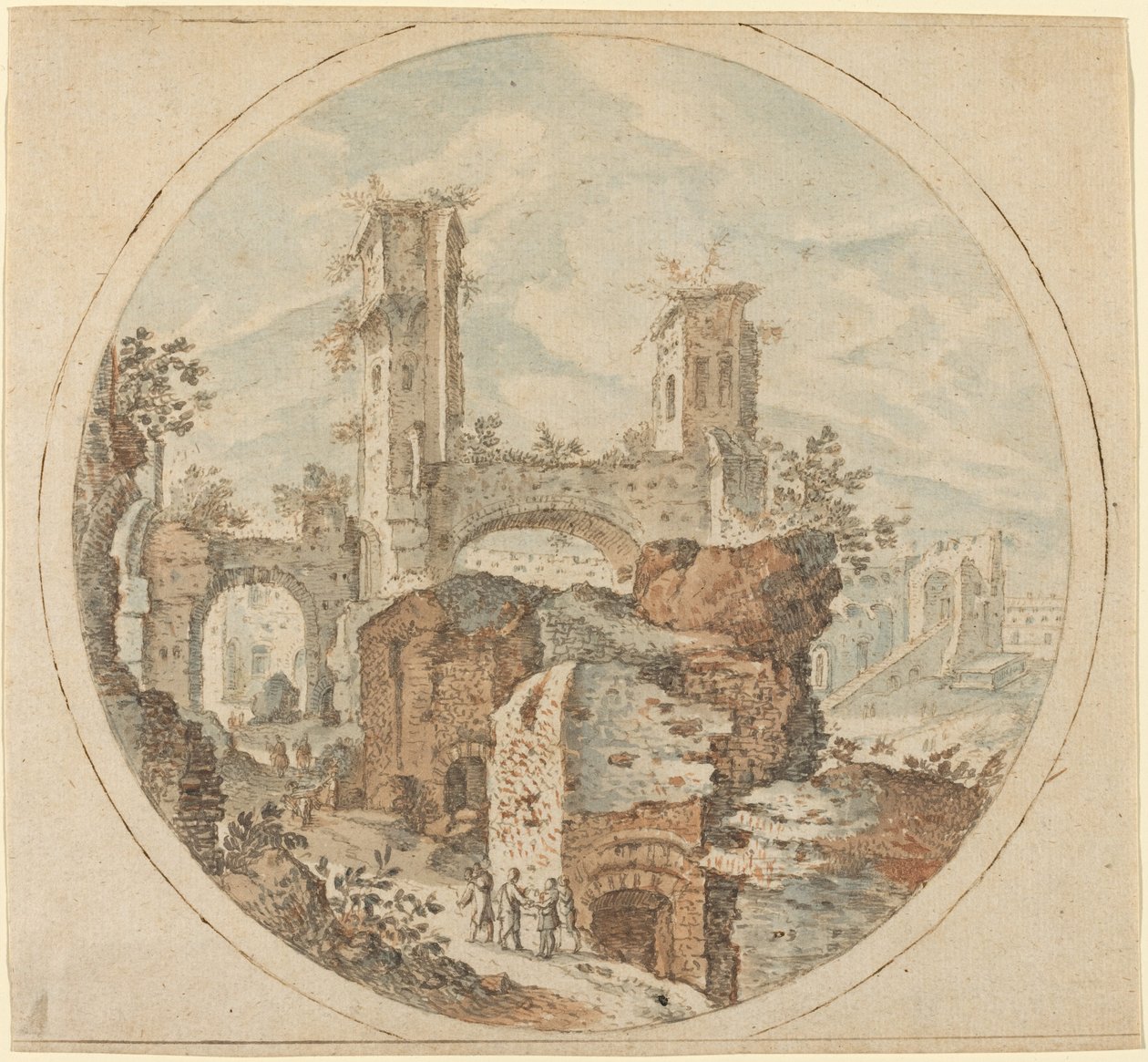Rejsende blandt romerske ruiner af Pieter Stevens