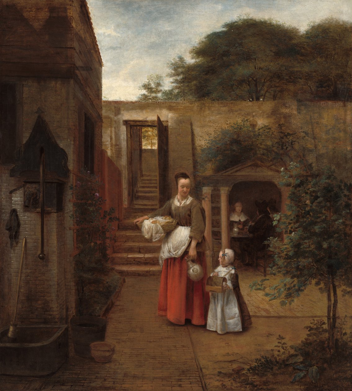 Kvinde og barn i en gårdhave af Pieter de Hooch