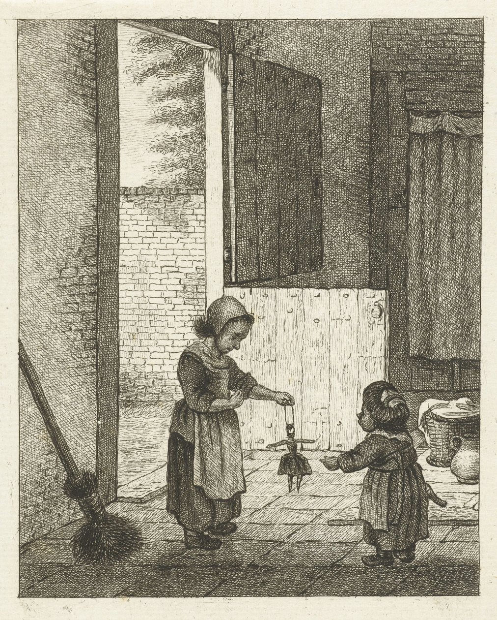 To piger leger med en dukke af Pieter de Mare