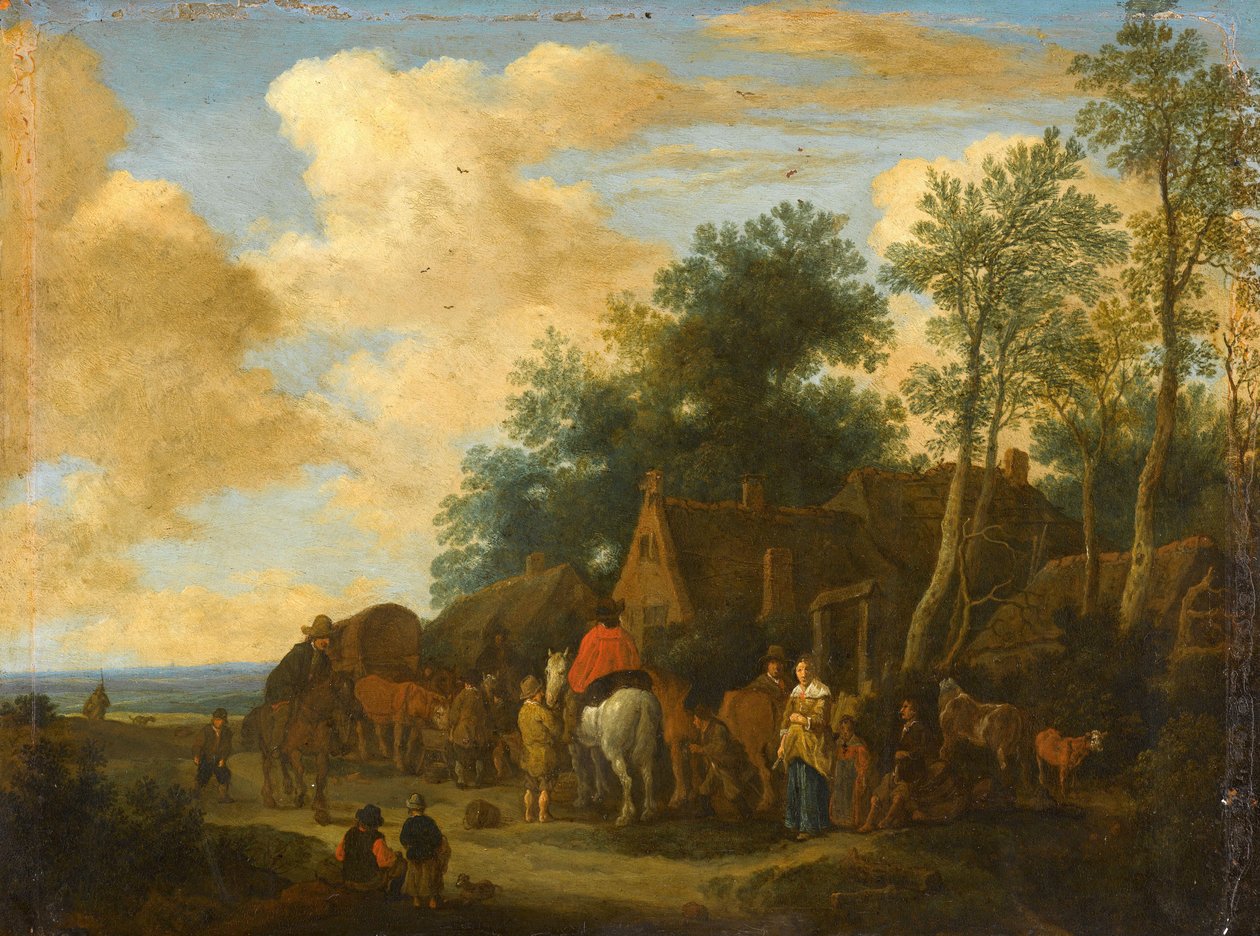 Holder på en kro ved vejen af Pieter de Molijn