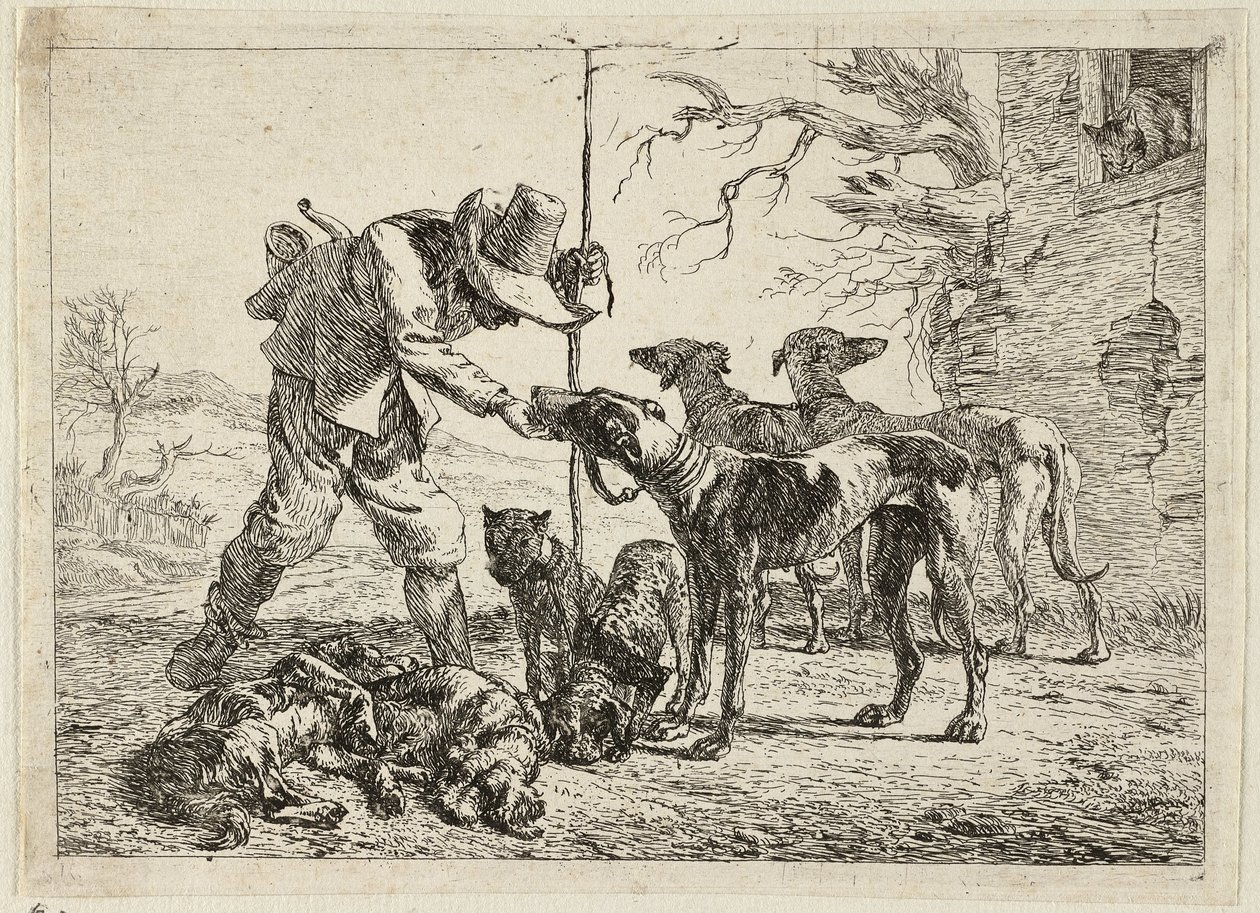 Jæger med syv hunde af Pieter van Laer
