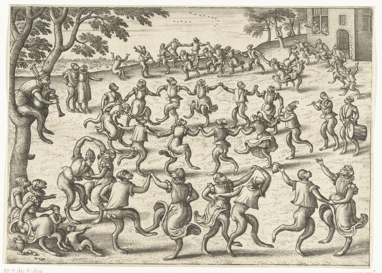 Rondedans Apenspel (serietitel) af Pieter van der Borcht (I)
