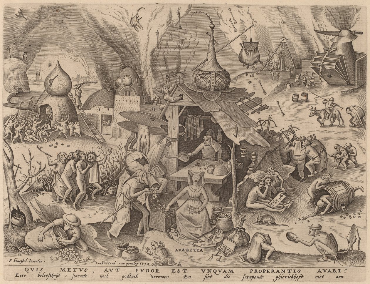 Girighed af Pieter van der Heyden after Pieter Bruegel the Elder