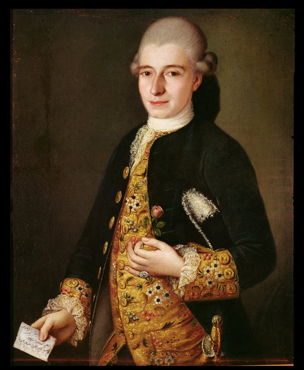 Portræt af en herre med et rosenknaphul af Pietro Longhi