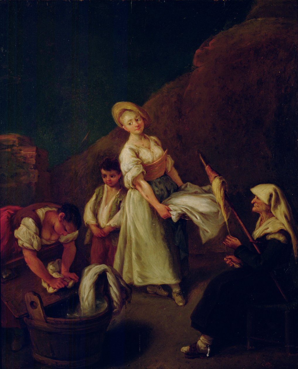 Kvinder vasker og spinder af Pietro Longhi