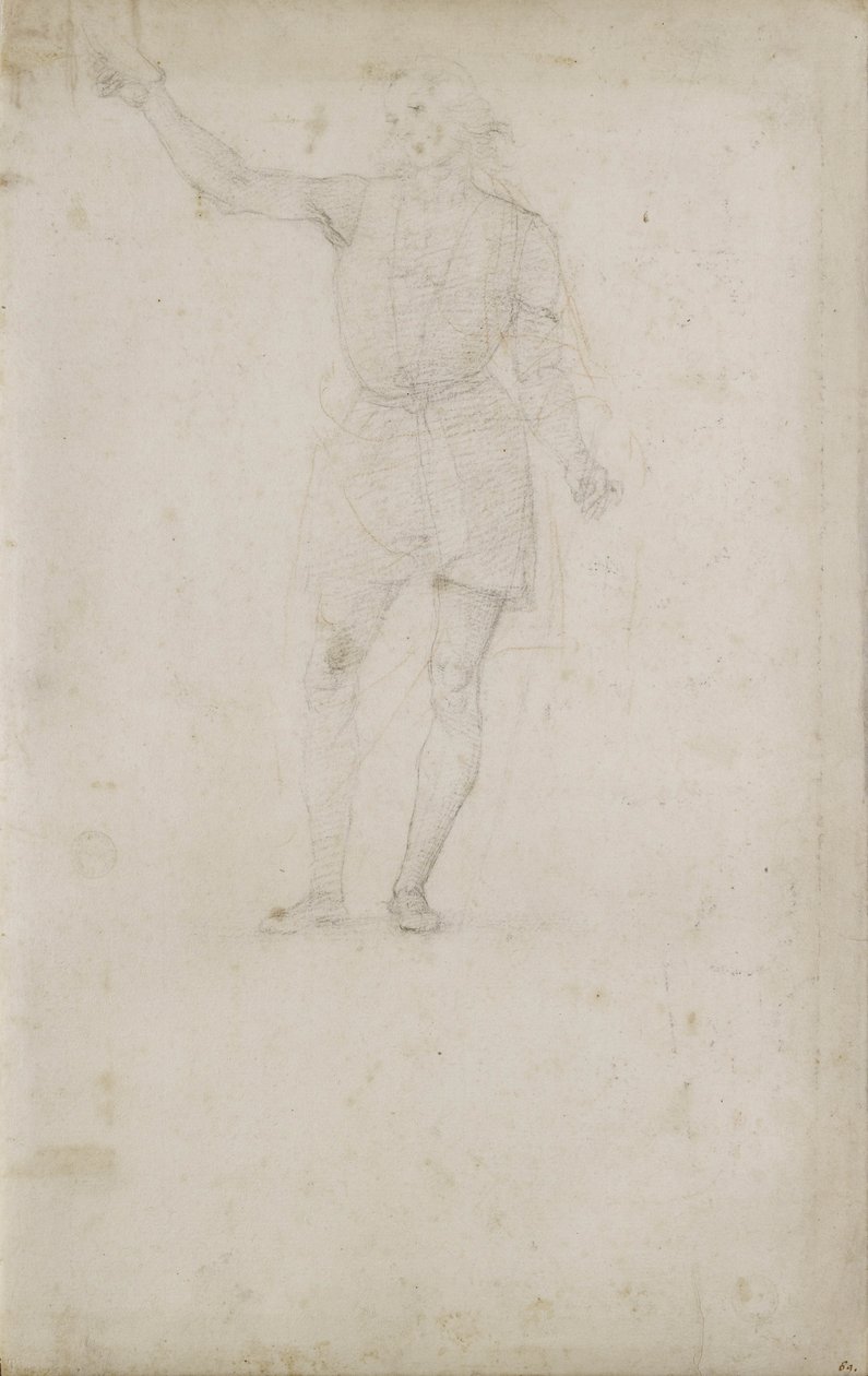 Studer for en Johannes Døberen (kridt på off white paper) af Pietro Perugino