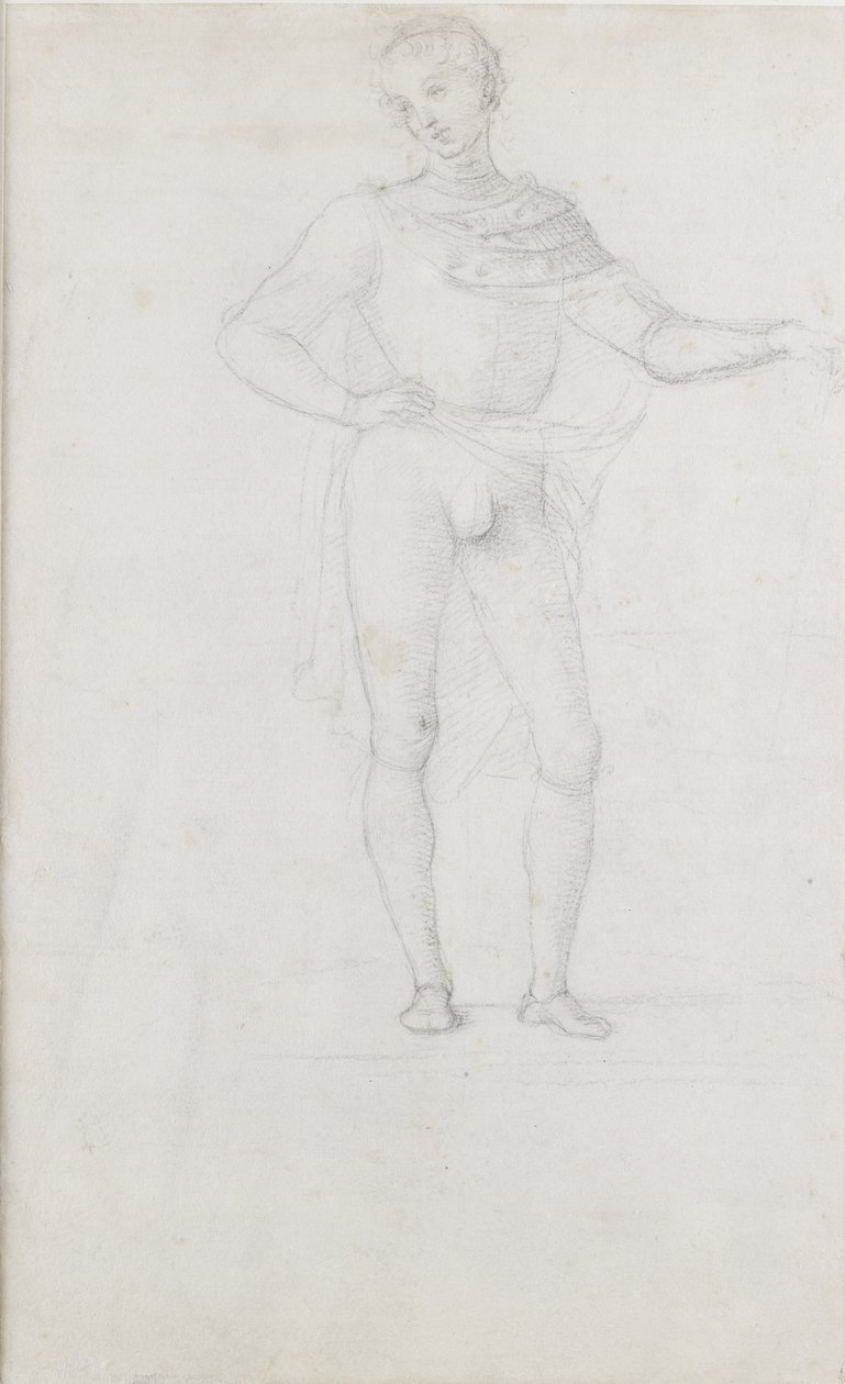 Verso: A Study for a Figure in an Adoration of the Magi, WA1846.5 af Pietro Perugino