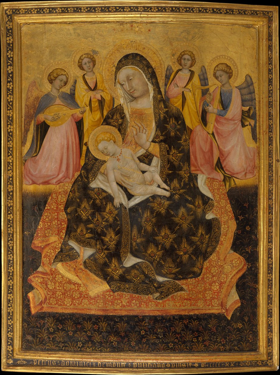 Madonna og barn med engle, 1420 (tempera på træ, guldmalet) af Pietro di Domenico da Montepulciano