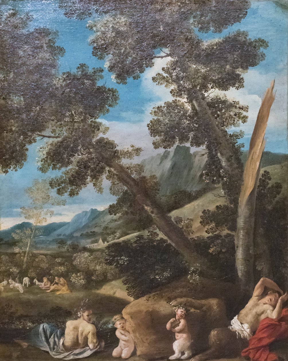 Landskab med satyrer af Pietro (1611 50) Testa