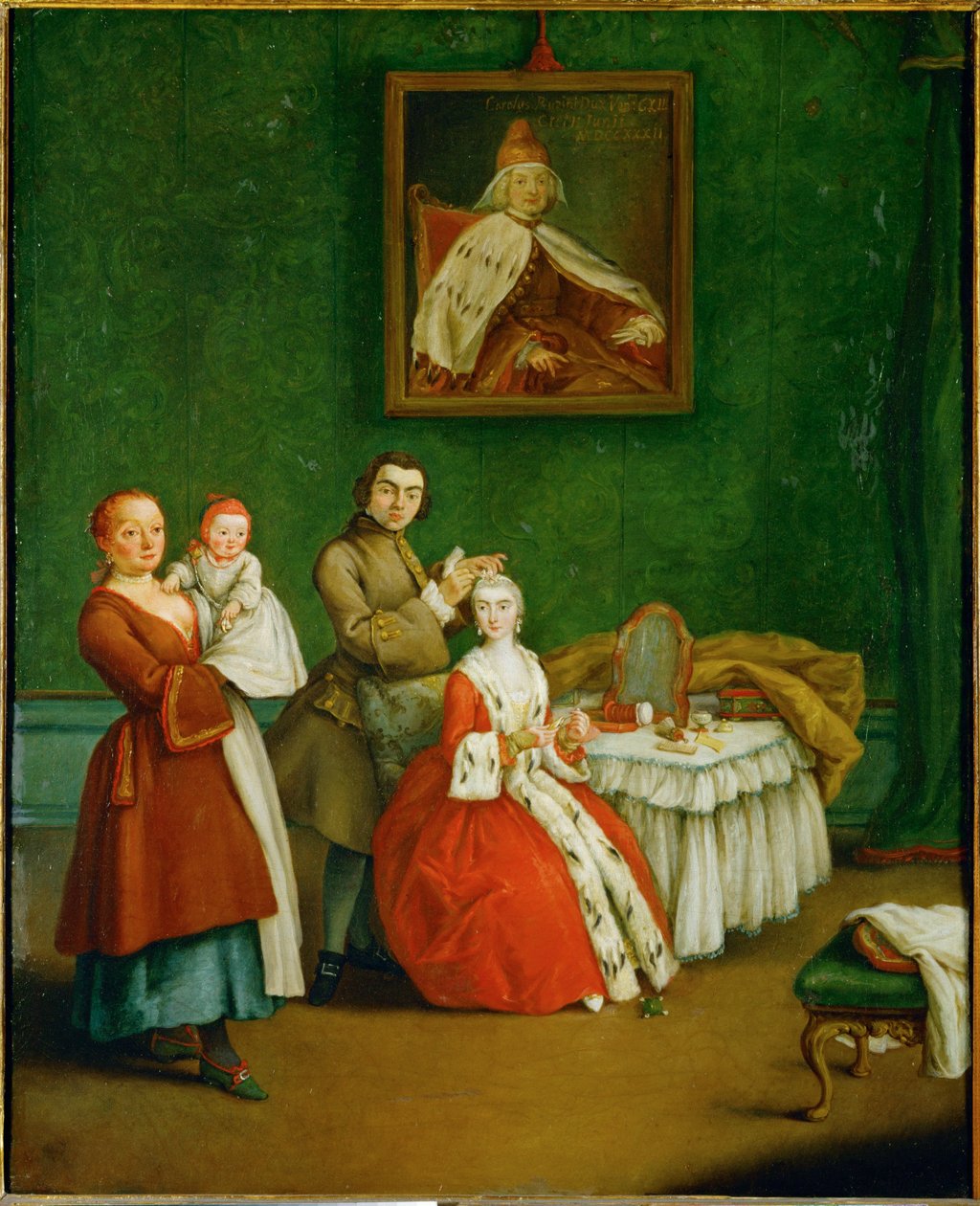 Frisøren ... (maleri på lærred) af Pietro (circle of) Longhi