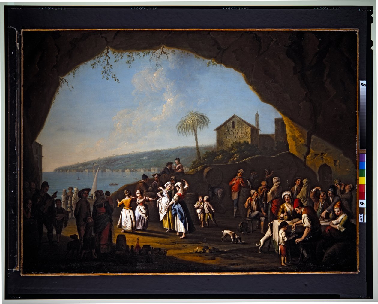 Tarantella at Mergellina, udateret (lærred) af Pietro Fabris