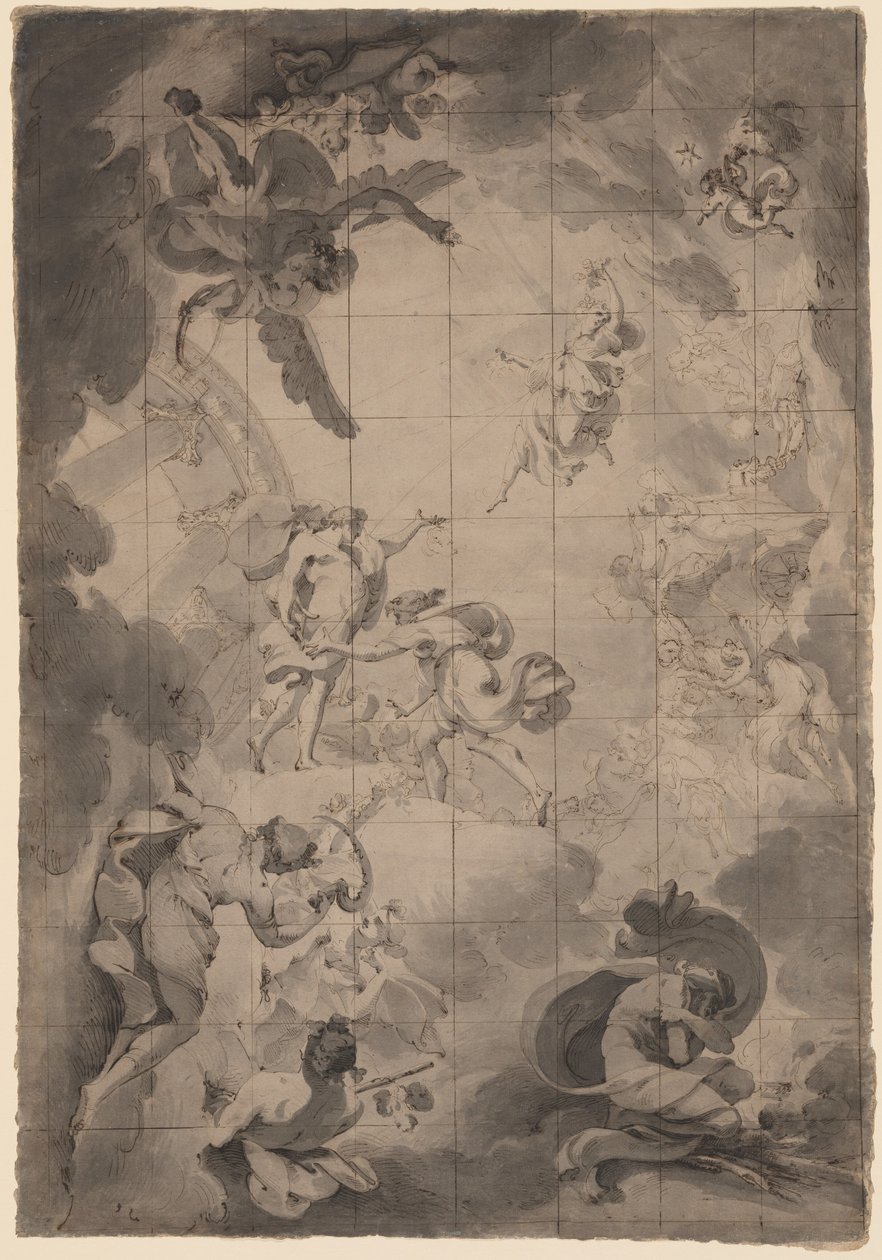 Studier af Aurora og Apollo af Pietro Fancelli