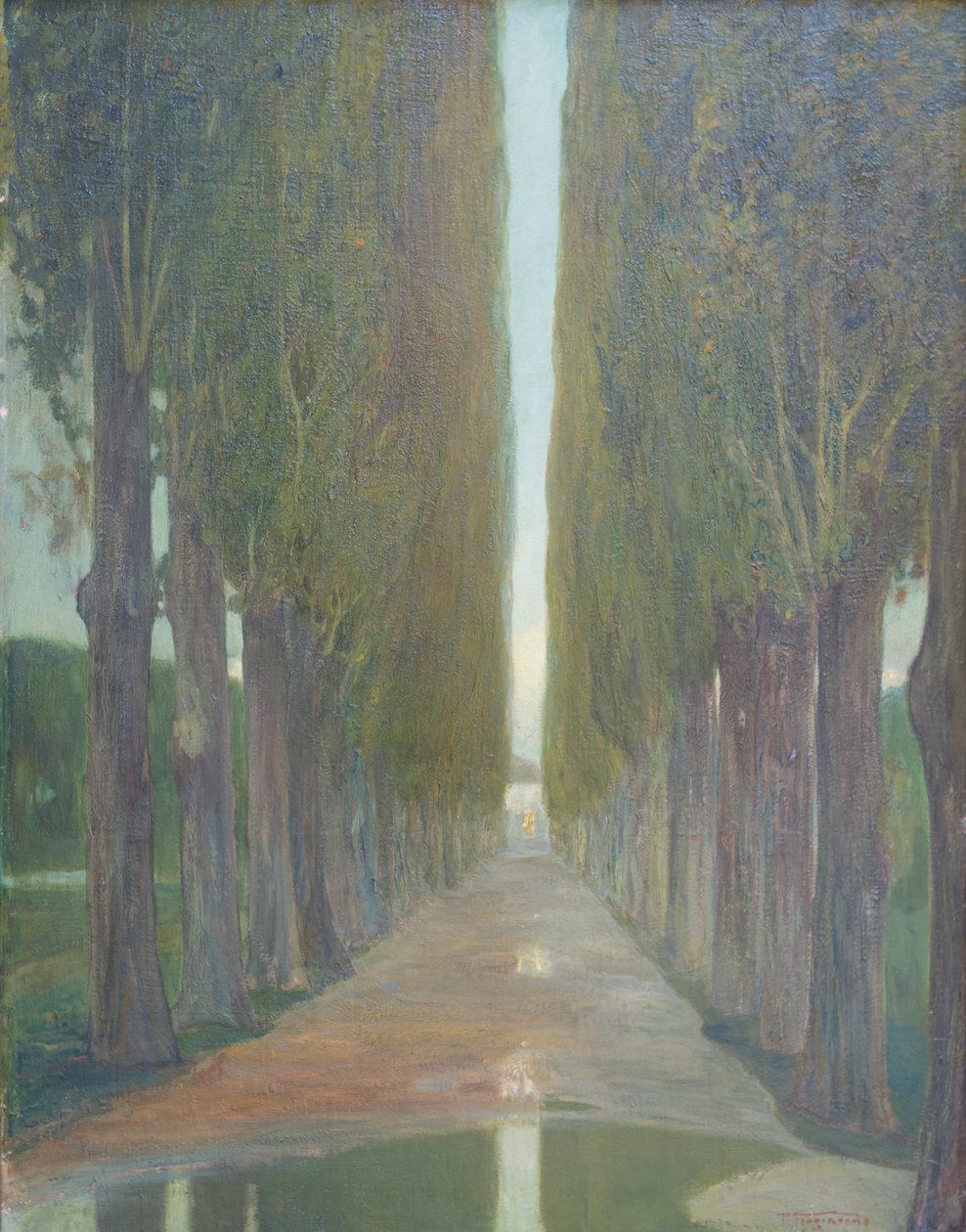 Poplerne (olie på panel) af Pietro Fragiacomo