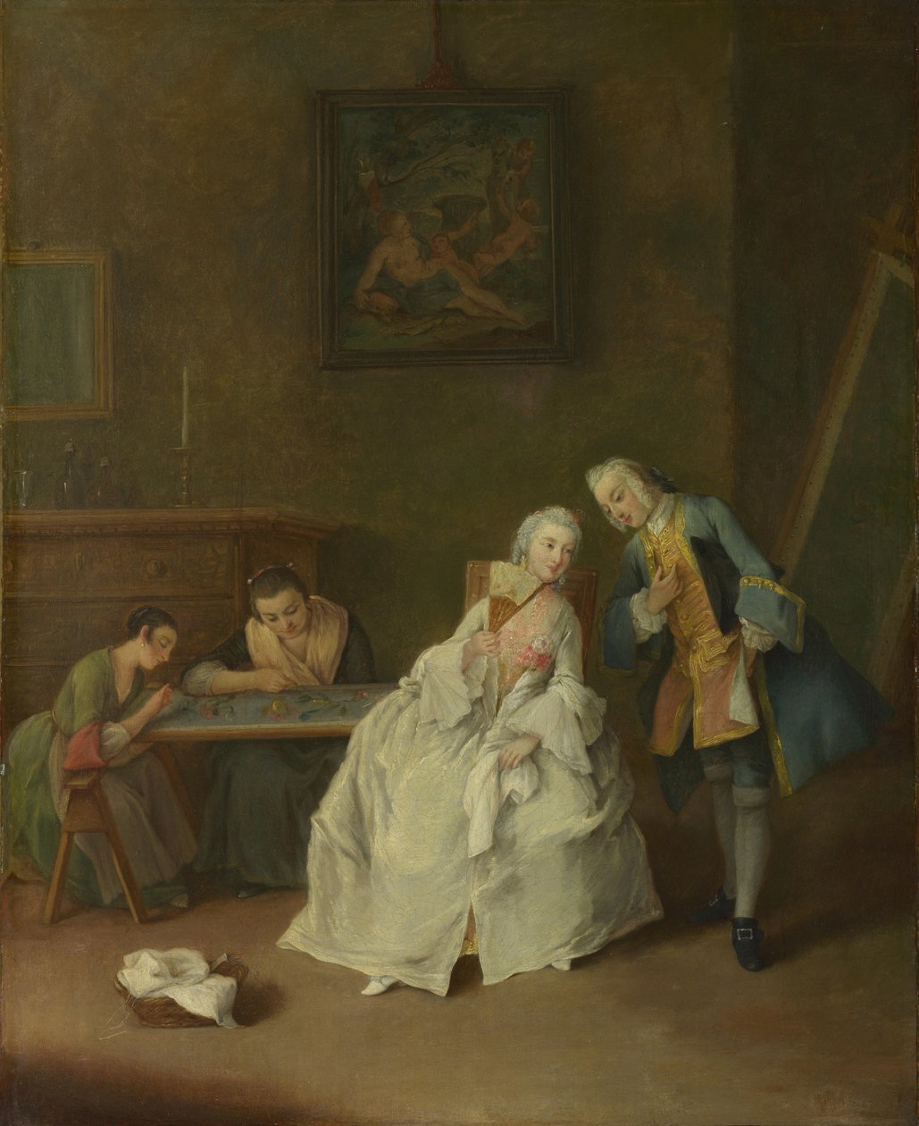 En dame, der modtager en kavaler, 1747-1755 af Pietro Longhi