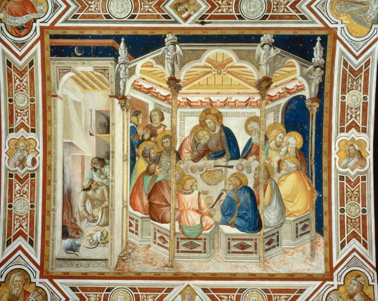 Den sidste nadver. Vægmaleri ... (vægmaleri) af Pietro Lorenzetti