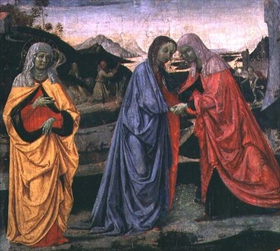 The Visitation (tempera på panel) af Pietro Perugino