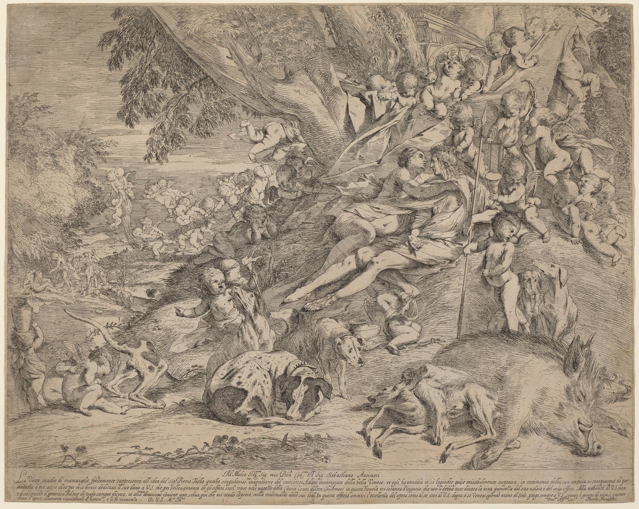 Venus og Adonis af Pietro Testa