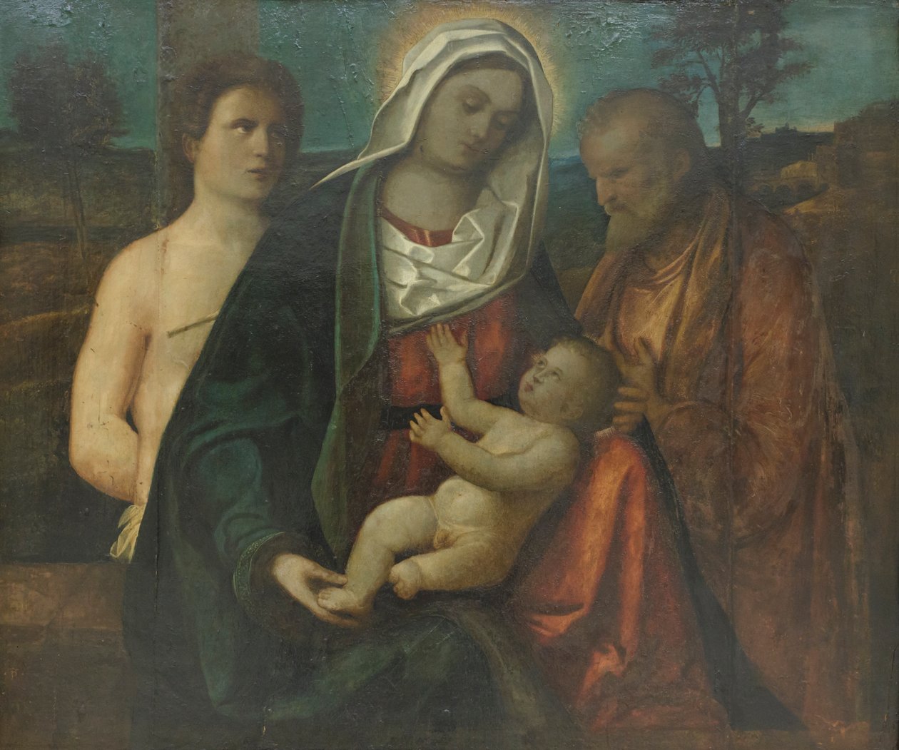 Den hellige familie med Sankt Sebastian (maleri) af Pietro degli Ingannati